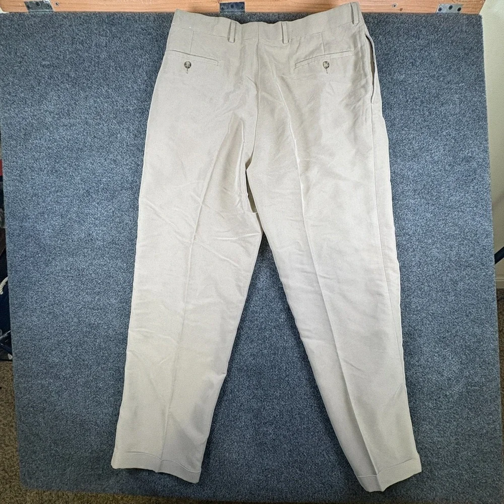 Geoffrey Beene Dress Pants Mens 38x30.5 Beige‎ Pleated Front Straight Leg Formal